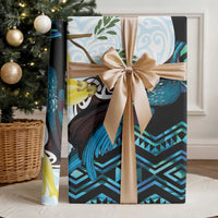 New Zealand Silver Fern Tui Bird Wrapping Paper Maori Kowhai Paua Shell Taniko Motifs - Polynesian Pride