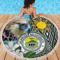 Cotabato Philippines Province Beach Blanket Filipino Eagle Sampaguita Tinalak Pattern