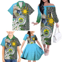 Cotabato Philippines Province Family Matching Off The Shoulder Long Sleeve Dress and Hawaiian Shirt Filipino Eagle Sampaguita Tinalak Pattern