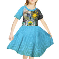 Cotabato Philippines Province Kid Short Sleeve Dress Filipino Eagle Sampaguita Tinalak Pattern