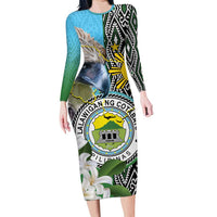 Cotabato Philippines Province Long Sleeve Bodycon Dress Filipino Eagle Sampaguita Tinalak Pattern
