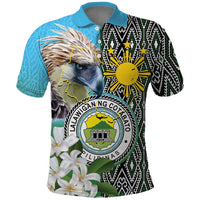 Cotabato Philippines Province Polo Shirt Filipino Eagle Sampaguita Tinalak Pattern LT14 Blue - Polynesian Pride