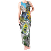 Cotabato Philippines Province Tank Maxi Dress Filipino Eagle Sampaguita Tinalak Pattern LT14 Women Blue - Polynesian Pride