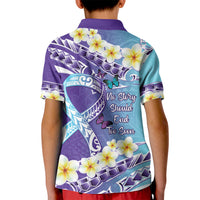 No Story Should End Too Soon Suicide Awareness Kid Polo Shirt Purple And Teal Polynesian Ribbon