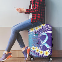 No Story Should End Too Soon Suicide Awareness Luggage Cover Purple And Teal Polynesian Ribbon