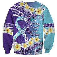 No Story Should End Too Soon Suicide Awareness Sweatshirt Purple And Teal Polynesian Ribbon