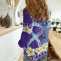 No Story Should End Too Soon Suicide Awareness Women Casual Shirt Purple And Teal Polynesian Ribbon