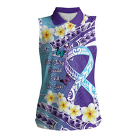 No Story Should End Too Soon Suicide Awareness Women Sleeveless Polo Shirt Purple And Teal Polynesian Ribbon