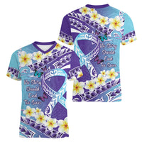 No Story Should End Too Soon Suicide Awareness Women V-Neck T-Shirt Purple And Teal Polynesian Ribbon