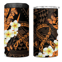 Liver Cancer Awareness Month 4 in 1 Can Cooler Tumbler Awareness Is Key Orange Polynesian Ribbon