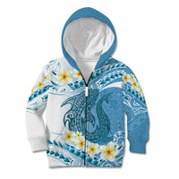 Blue Hawaii Shark Tattoo Kid Hoodie Frangipani With Polynesian Pastel Version