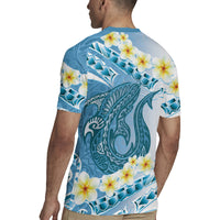 Blue Hawaii Shark Tattoo Rugby Jersey Frangipani With Polynesian Pastel Version