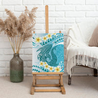 Turquoise Hawaii Shark Tattoo Canvas Wall Art Frangipani With Polynesian Pastel Version LT14 - Polynesian Pride