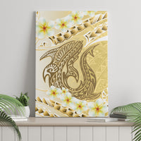 Gold Hawaii Shark Tattoo Canvas Wall Art Frangipani With Polynesian Pastel Version LT14 - Polynesian Pride