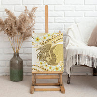 Gold Hawaii Shark Tattoo Canvas Wall Art Frangipani With Polynesian Pastel Version LT14 - Polynesian Pride