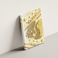 Gold Hawaii Shark Tattoo Canvas Wall Art Frangipani With Polynesian Pastel Version LT14 - Polynesian Pride