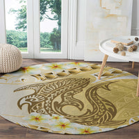 Gold Hawaii Shark Tattoo Round Carpet Frangipani With Polynesian Pastel Version