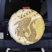Gold Hawaii Shark Tattoo Spare Tire Cover Frangipani With Polynesian Pastel Version