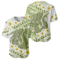 Green Hawaii Shark Tattoo Baseball Jersey Frangipani With Polynesian Pastel Version LT14 - Polynesian Pride