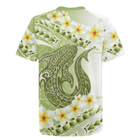 Green Hawaii Shark Tattoo Rugby Jersey Frangipani With Polynesian Pastel Version