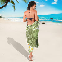 Green Hawaii Shark Tattoo Sarong Frangipani With Polynesian Pastel Version