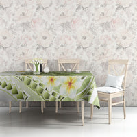 Green Hawaii Shark Tattoo Tablecloth Frangipani With Polynesian Pastel Version