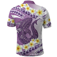 Purple Hawaii Shark Tattoo Polo Shirt Frangipani With Polynesian Pastel Version