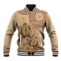 Brown Bula Fiji Baseball Jacket Fijian Dance Fan Tapa Cloth Pattern LT14 Unisex Brown - Polynesian Pride
