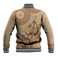 Brown Bula Fiji Baseball Jacket Fijian Dance Fan Tapa Cloth Pattern LT14 - Polynesian Pride