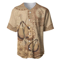 Brown Bula Fiji Baseball Jersey Fijian Dance Fan Tapa Cloth Pattern LT14 Brown - Polynesian Pride