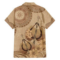 Brown Bula Fiji Family Matching Puletasi and Hawaiian Shirt Fijian Dance Fan Tapa Cloth Pattern LT14 - Polynesian Pride