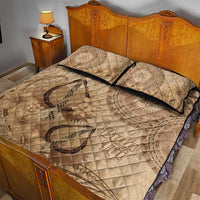 Brown Bula Fiji Quilt Bed Set Fijian Dance Fan Tapa Cloth Pattern