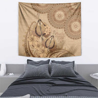 Brown Bula Fiji Tapestry Fijian Dance Fan Tapa Cloth Pattern