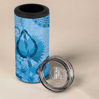 Blue Bula Fiji 4 in 1 Can Cooler Tumbler Fijian Dance Fan Tapa Cloth Pattern LT14 - Polynesian Pride