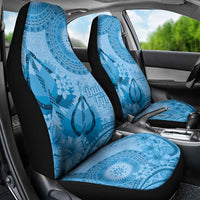 Blue Bula Fiji Car Seat Cover Fijian Dance Fan Tapa Cloth Pattern