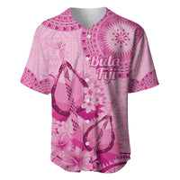 Pink Bula Fiji Baseball Jersey Fijian Dance Fan Tapa Cloth Pattern