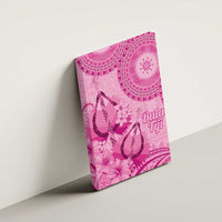 Pink Bula Fiji Canvas Wall Art Fijian Dance Fan Tapa Cloth Pattern