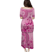 Pink Bula Fiji Family Matching Puletasi and Hawaiian Shirt Fijian Dance Fan Tapa Cloth Pattern