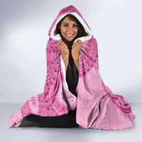 Pink Bula Fiji Hooded Blanket Fijian Dance Fan Tapa Cloth Pattern