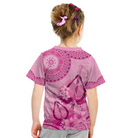 Pink Bula Fiji Kid T Shirt Fijian Dance Fan Tapa Cloth Pattern