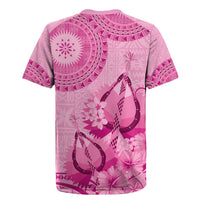 Pink Bula Fiji Rugby Jersey Fijian Dance Fan Tapa Cloth Pattern