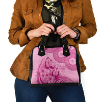 Pink Bula Fiji Shoulder Handbag Fijian Dance Fan Tapa Cloth Pattern