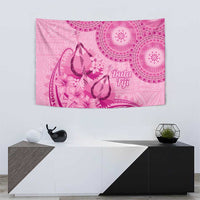 Pink Bula Fiji Tapestry Fijian Dance Fan Tapa Cloth Pattern