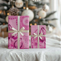 Pink Bula Fiji Wrapping Paper Fijian Dance Fan Tapa Cloth Pattern - Polynesian Pride