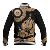 Black Bula Fiji Baseball Jacket Fijian Dance Fan Tapa Cloth Pattern LT14 - Polynesian Pride