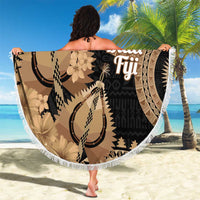 Black Bula Fiji Beach Blanket Fijian Dance Fan Tapa Cloth Pattern