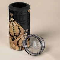 Black Bula Fiji 4 in 1 Can Cooler Tumbler Fijian Dance Fan Tapa Cloth Pattern LT14 - Polynesian Pride