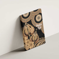 Black Bula Fiji Canvas Wall Art Fijian Dance Fan Tapa Cloth Pattern