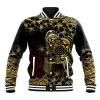 Frangipani Festival Rabaul Baseball Jacket PNG Tribal Baining Mask Tattoo - Polynesian Pride