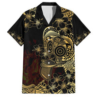 Frangipani Festival Rabaul Family Matching Long Sleeve Bodycon Dress and Hawaiian Shirt PNG Tribal Baining Mask Tattoo - Polynesian Pride